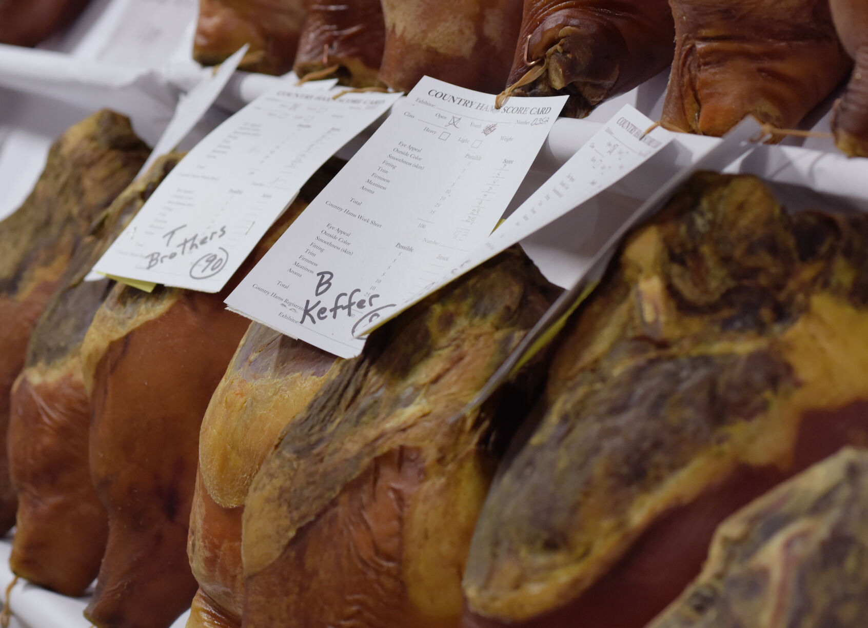 Hams fill the shelves